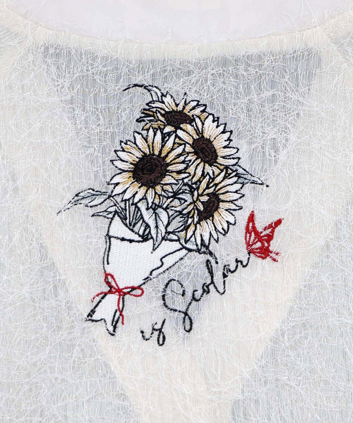 ひまわり刺繍 フェザーラメシフォンカーディガン-11