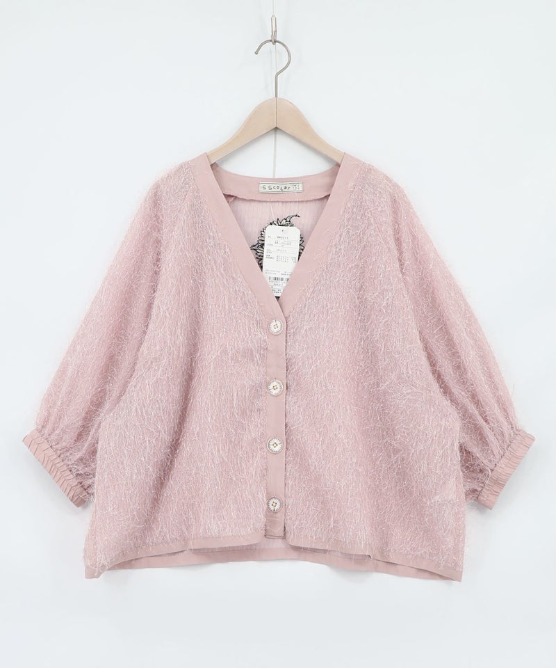 ひまわり刺繍 フェザーラメシフォンカーディガン-15