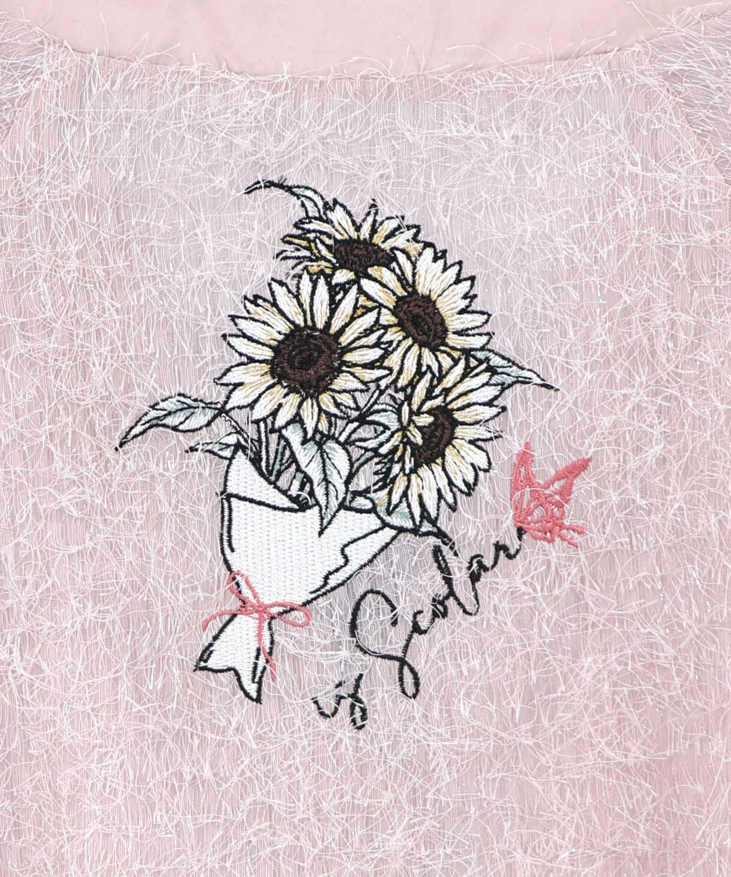 イズスカラー　562211：ひまわり刺繍 フェザーラメシフォンカーディガン 562211：ひまわり刺繍 フェザーラメシフォンカーディガンの通販-ScoLar