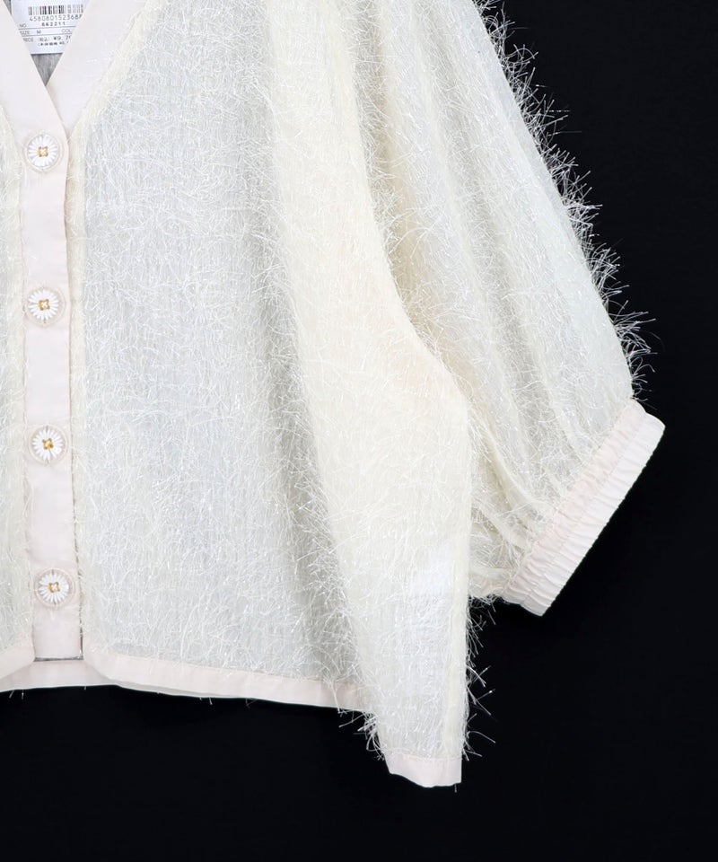 ひまわり刺繍 フェザーラメシフォンカーディガン-21