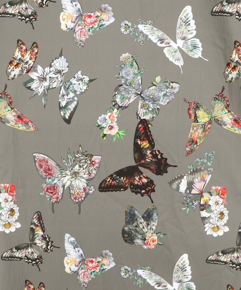 フェザーラメシフォンプルオーバー付き 蝶柄ワンピース-18