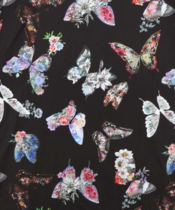 フェザーラメシフォンプルオーバー付き 蝶柄ワンピース-22