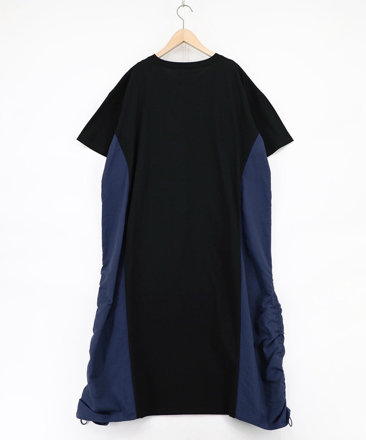 花コラージュ柄 異素材使いワンピース-12