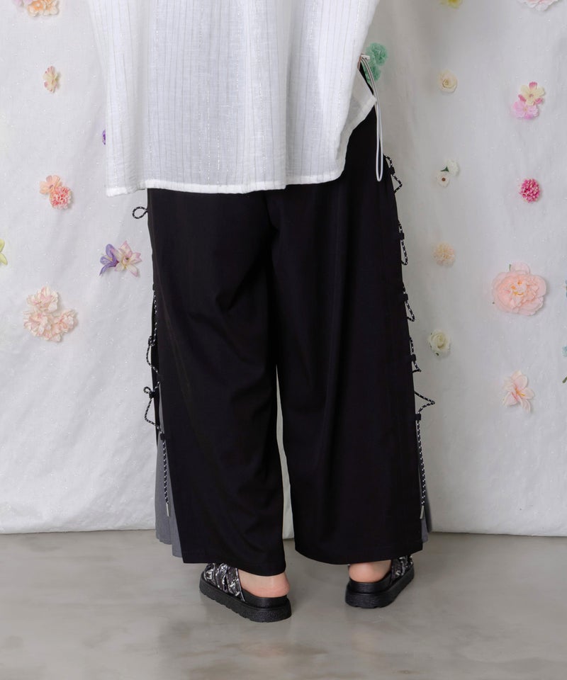 パラコード×蝶刺繍 配色デニムワイドパンツ-4