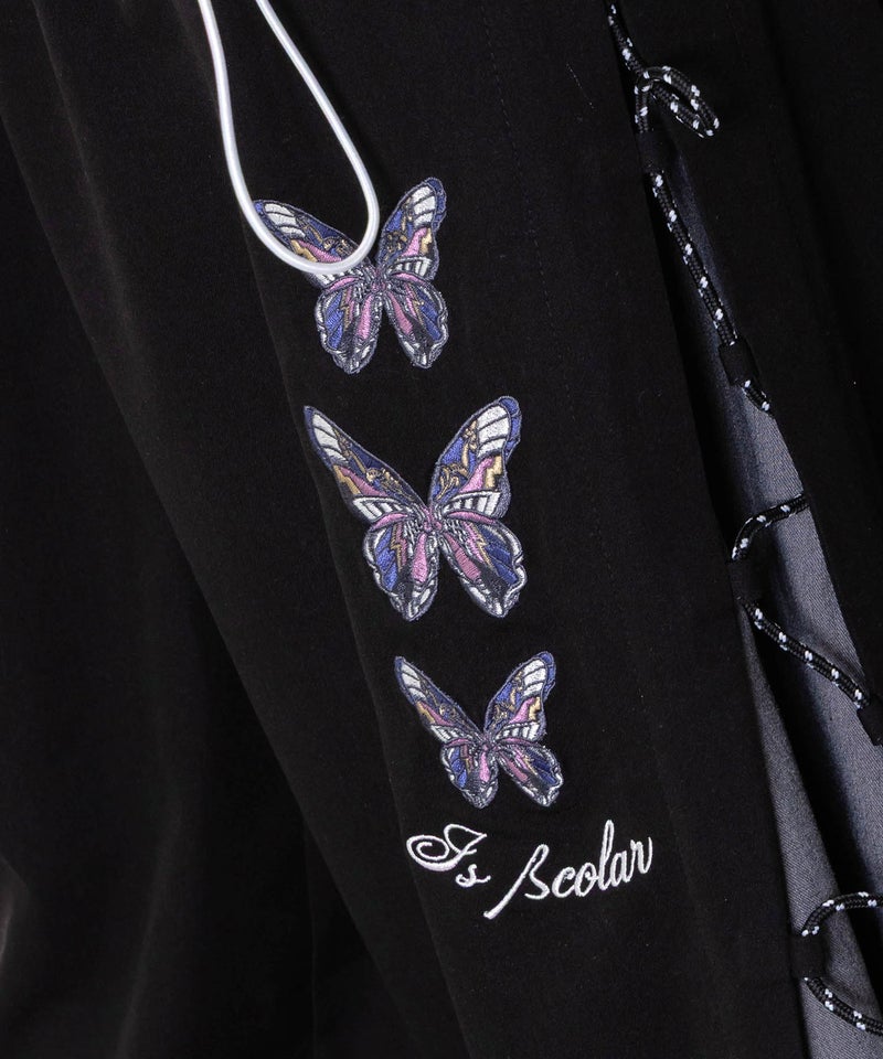 パラコード×蝶刺繍 配色デニムワイドパンツ-7