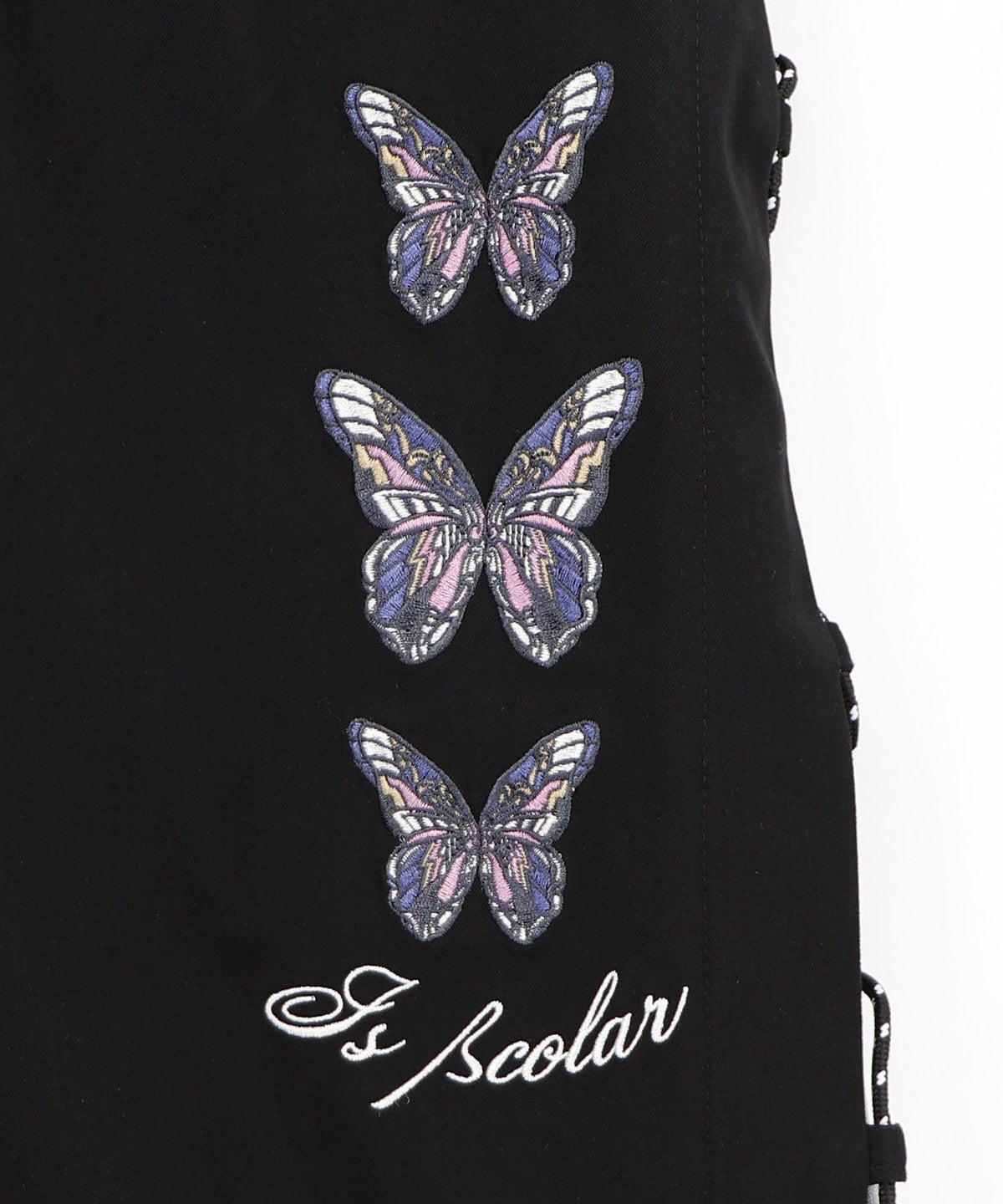 パラコード×蝶刺繍 配色デニムワイドパンツ-10