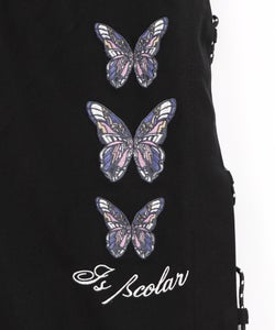 パラコード×蝶刺繍 配色デニムワイドパンツ-10