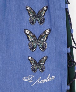 パラコード×蝶刺繍 配色デニムワイドパンツ-12