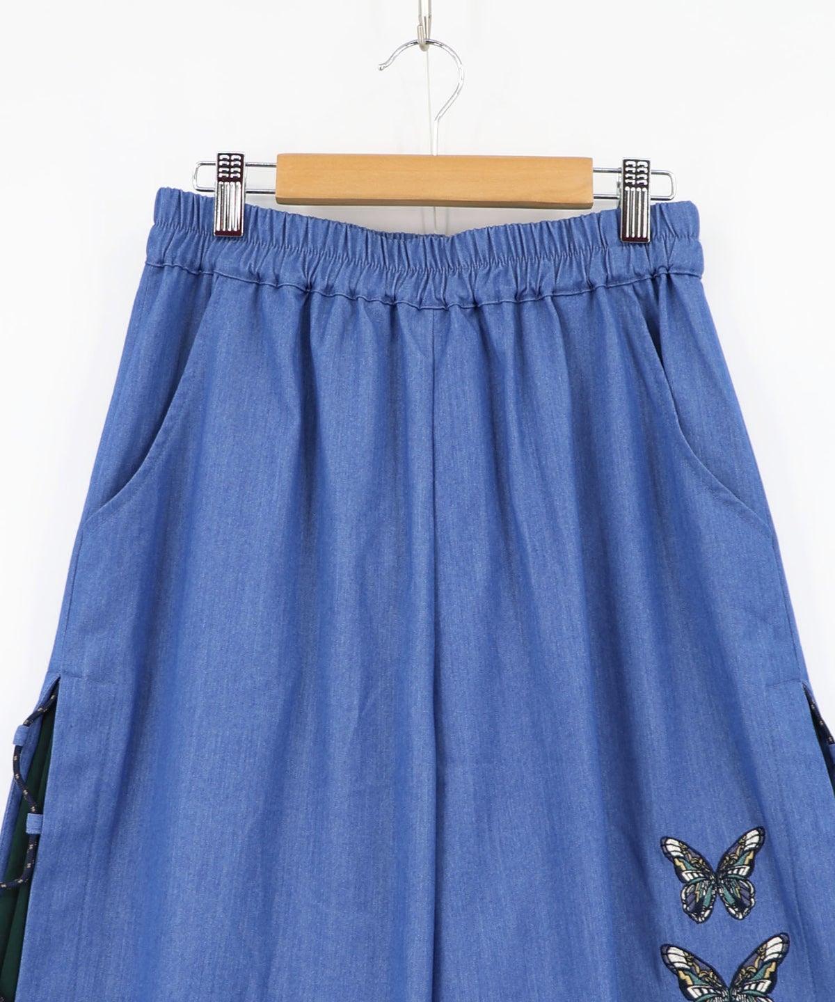 パラコード×蝶刺繍 配色デニムワイドパンツ-13