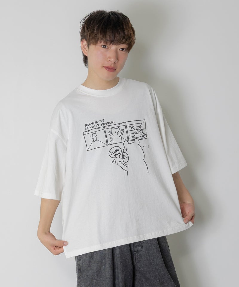 片思いクマと全力拒否ネコTシャツ-3