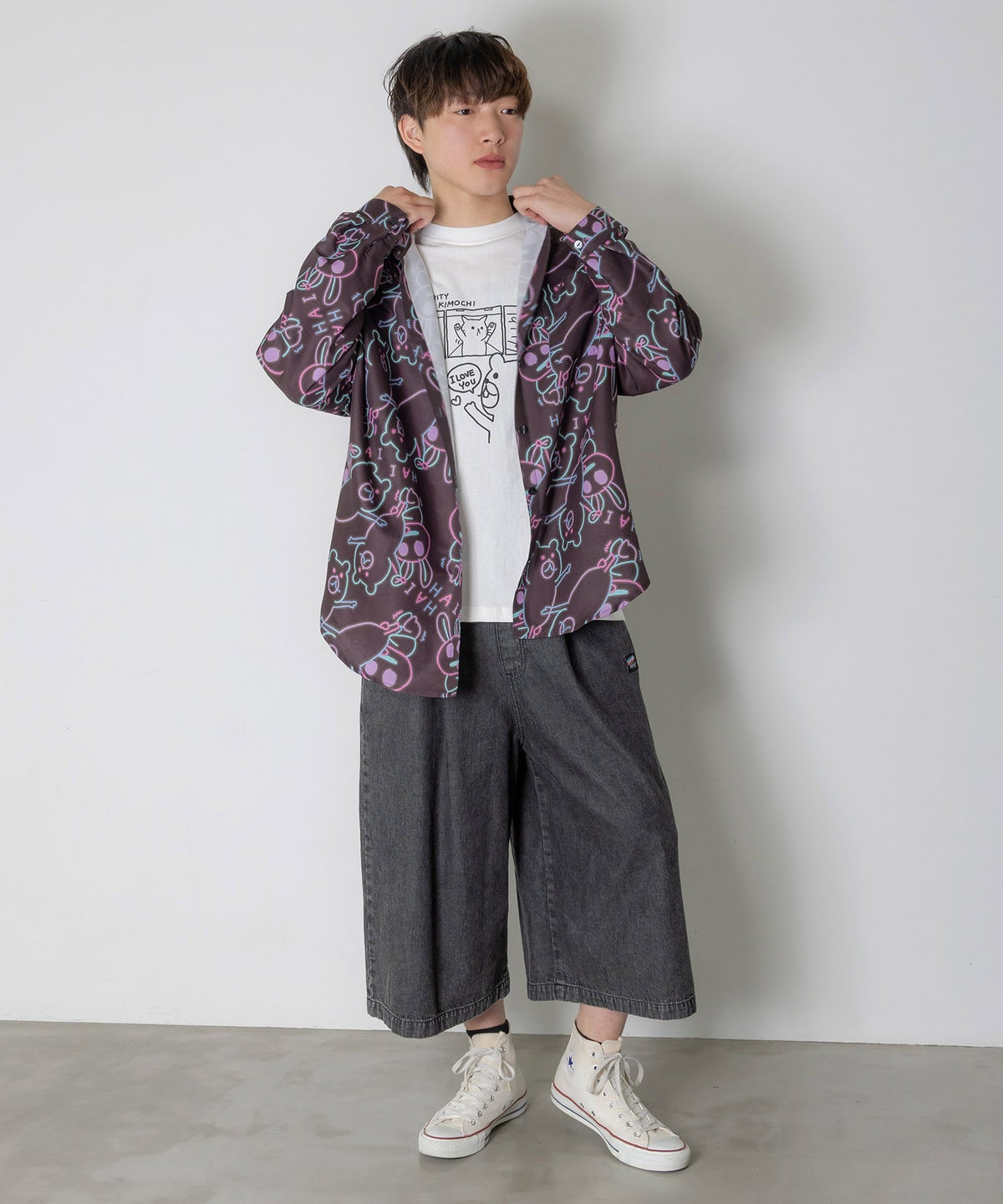 片思いクマと全力拒否ネコTシャツ-7