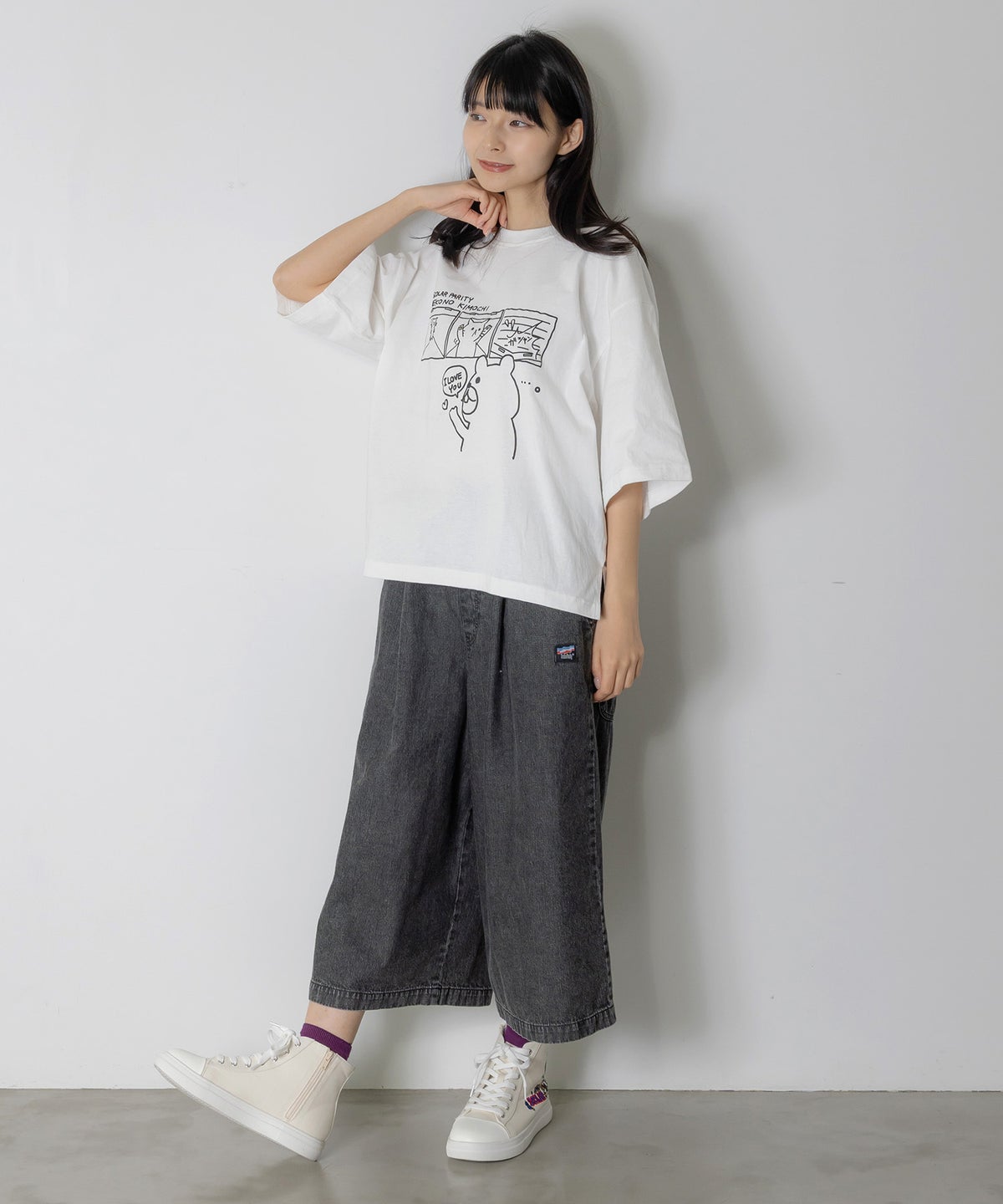 片思いクマと全力拒否ネコTシャツ-9