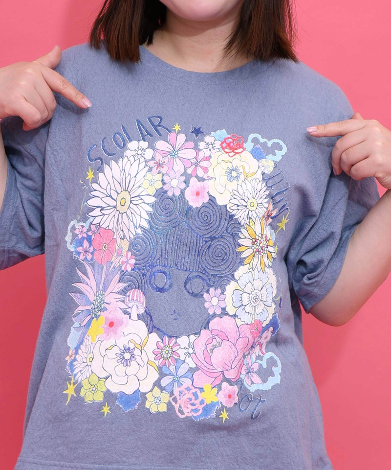 花に埋もれたスカラーちゃん ローズジャガードTシャツ-5