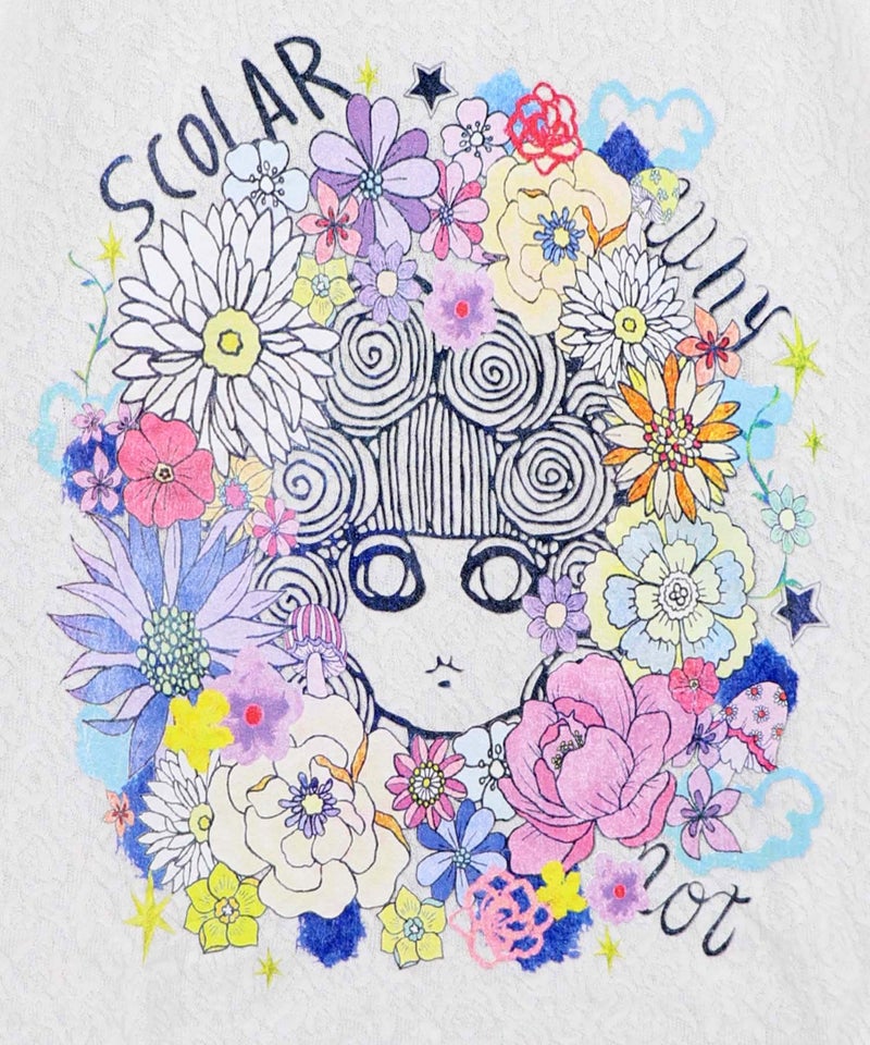 花に埋もれたスカラーちゃん ローズジャガードTシャツ-7