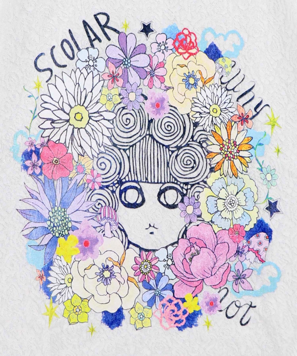 花に埋もれたスカラーちゃん ローズジャガードTシャツ-9