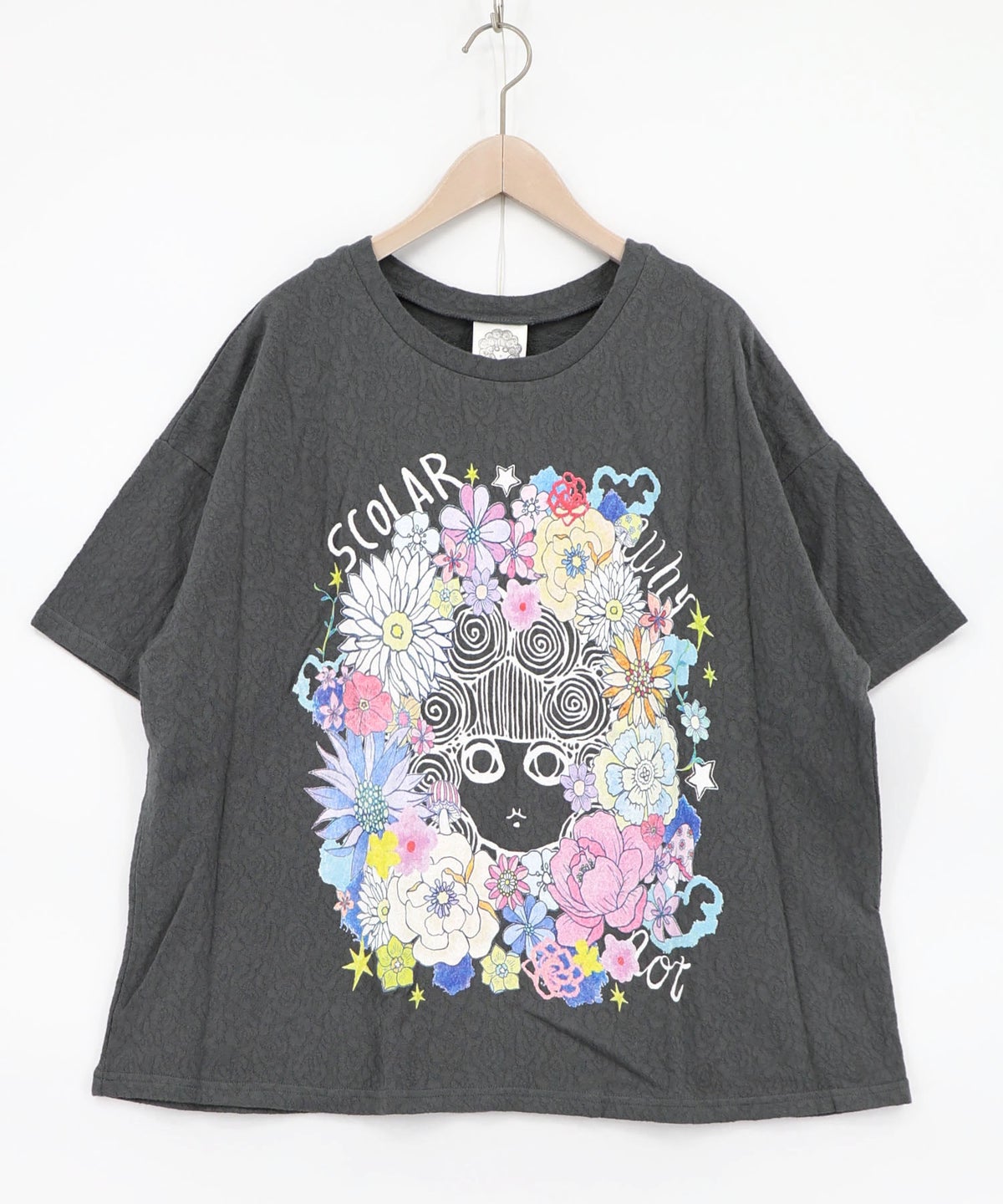 花に埋もれたスカラーちゃん ローズジャガードTシャツ-10