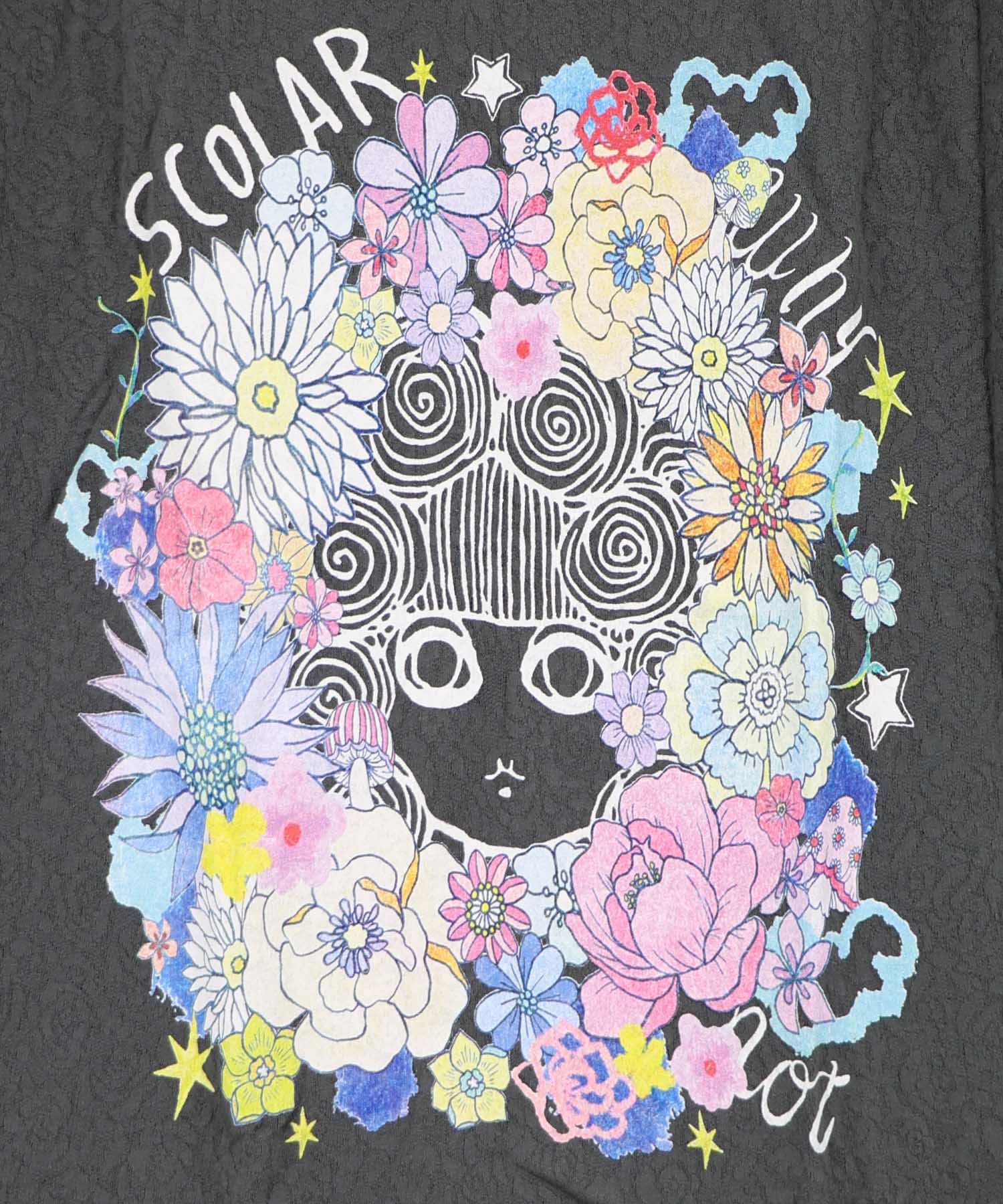 162637：花に埋もれたスカラーちゃん ローズジャガードTシャツの通販