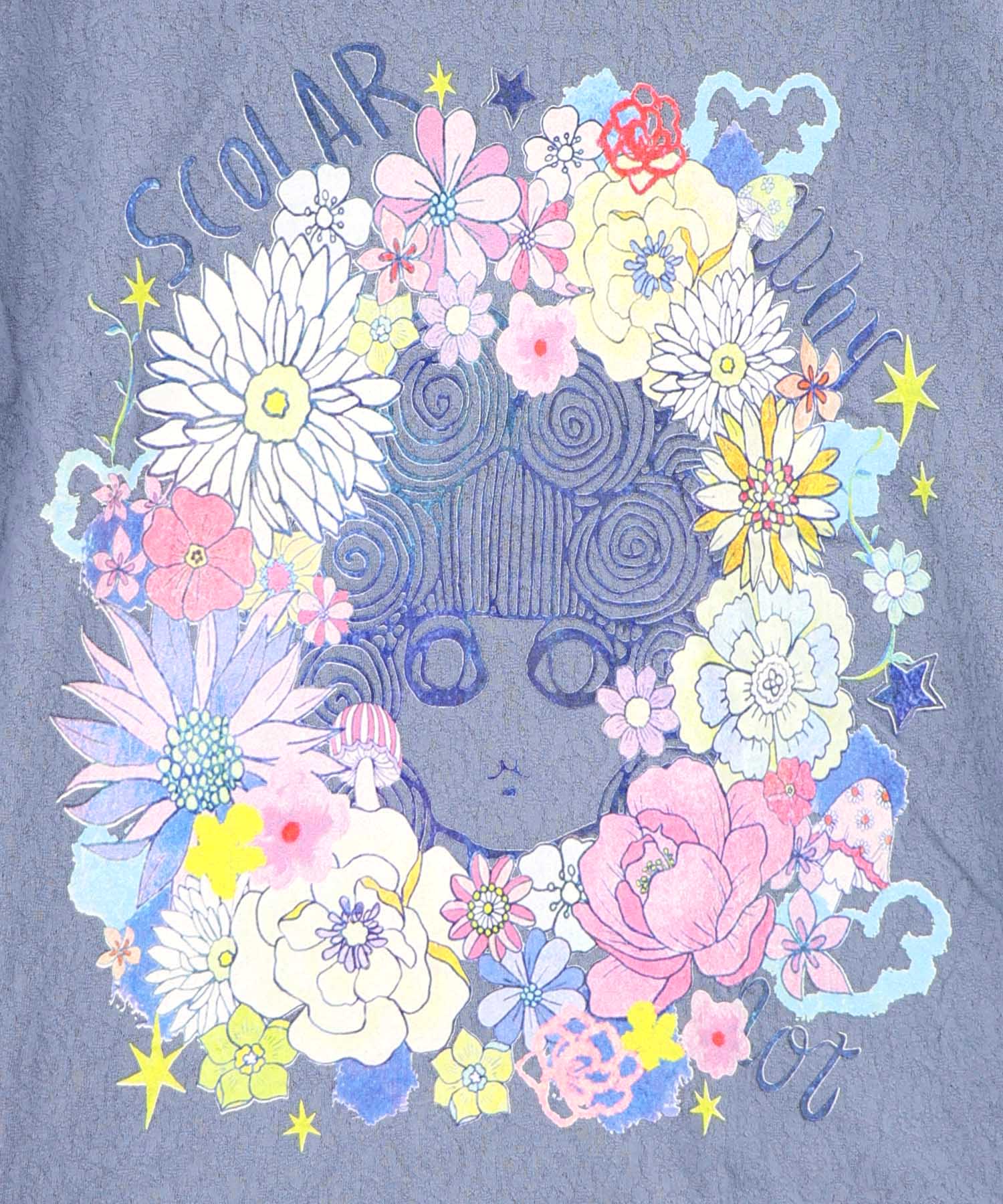 162637：花に埋もれたスカラーちゃん ローズジャガードTシャツの通販