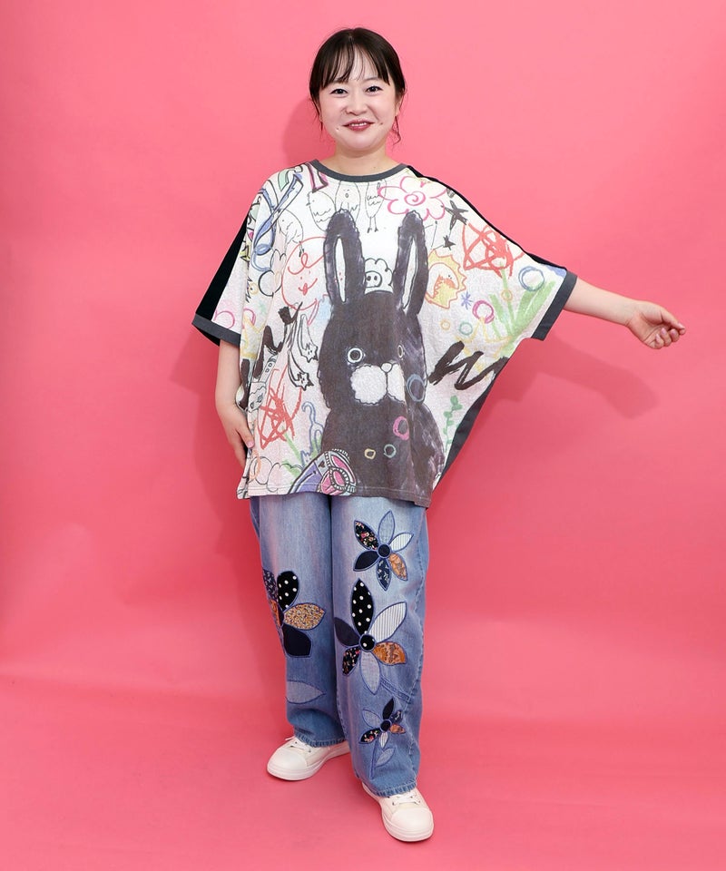 落書き調ラビル配色チュニック-2