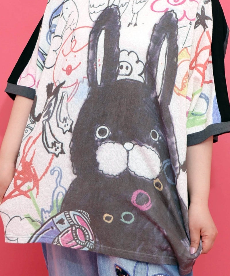 落書き調ラビル配色チュニック-5