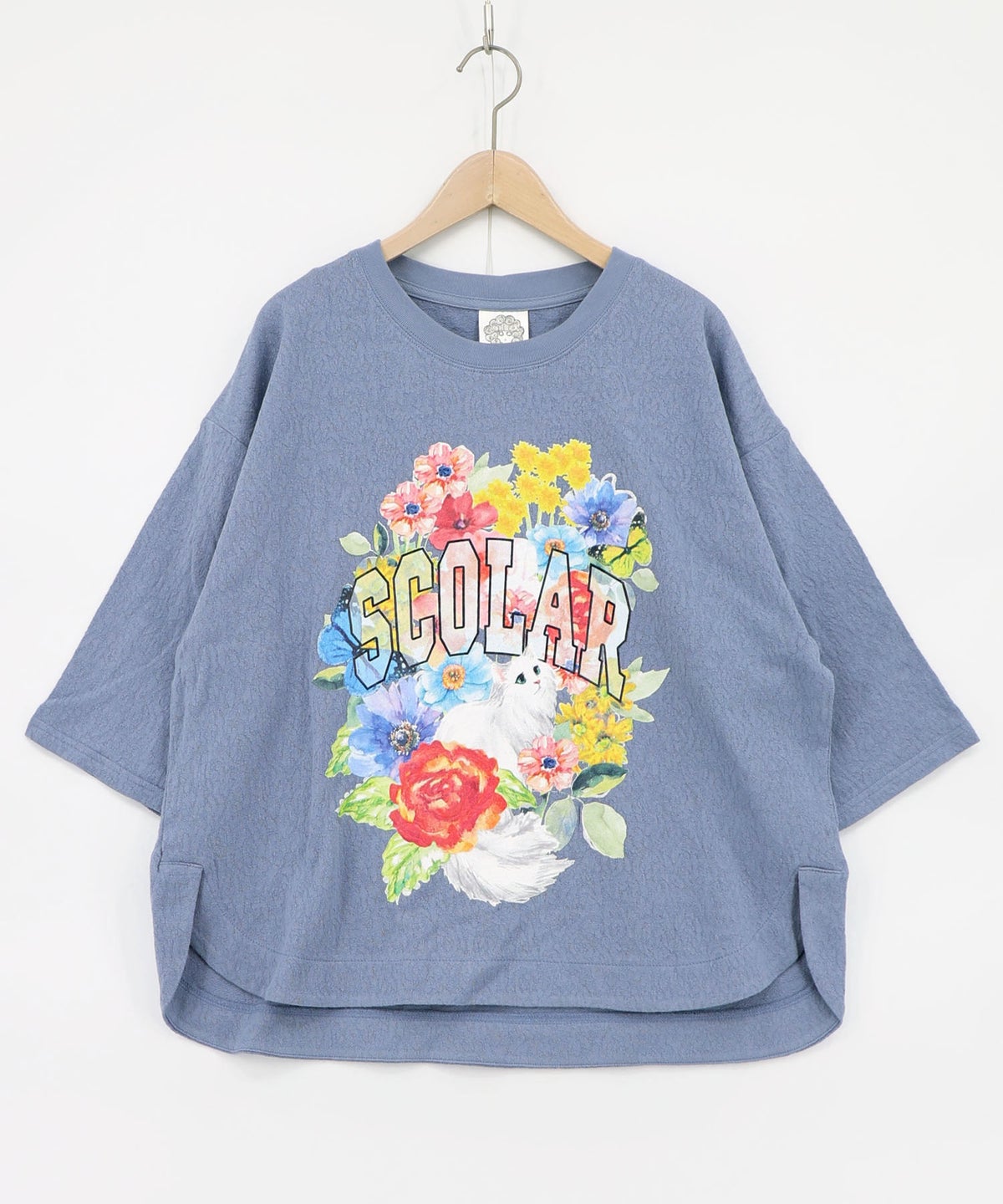 花ネコ発泡プリント ローズジャガードTシャツ-11