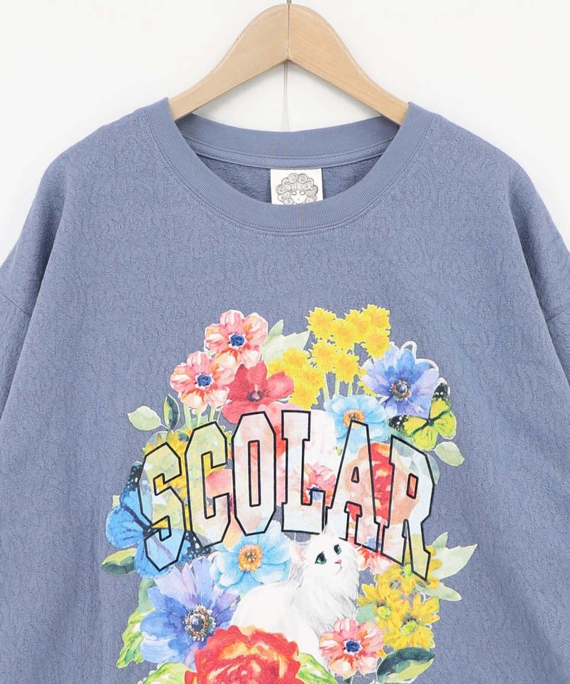 花ネコ発泡プリント ローズジャガードTシャツ-15