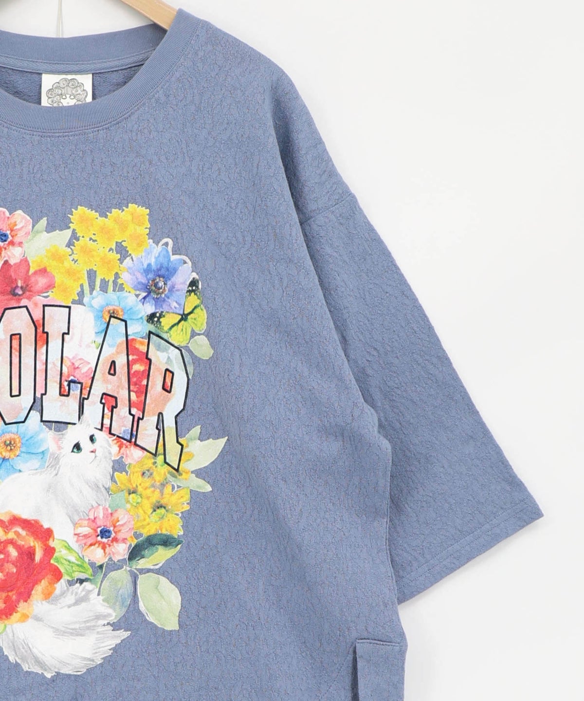 花ネコ発泡プリント ローズジャガードTシャツ-16