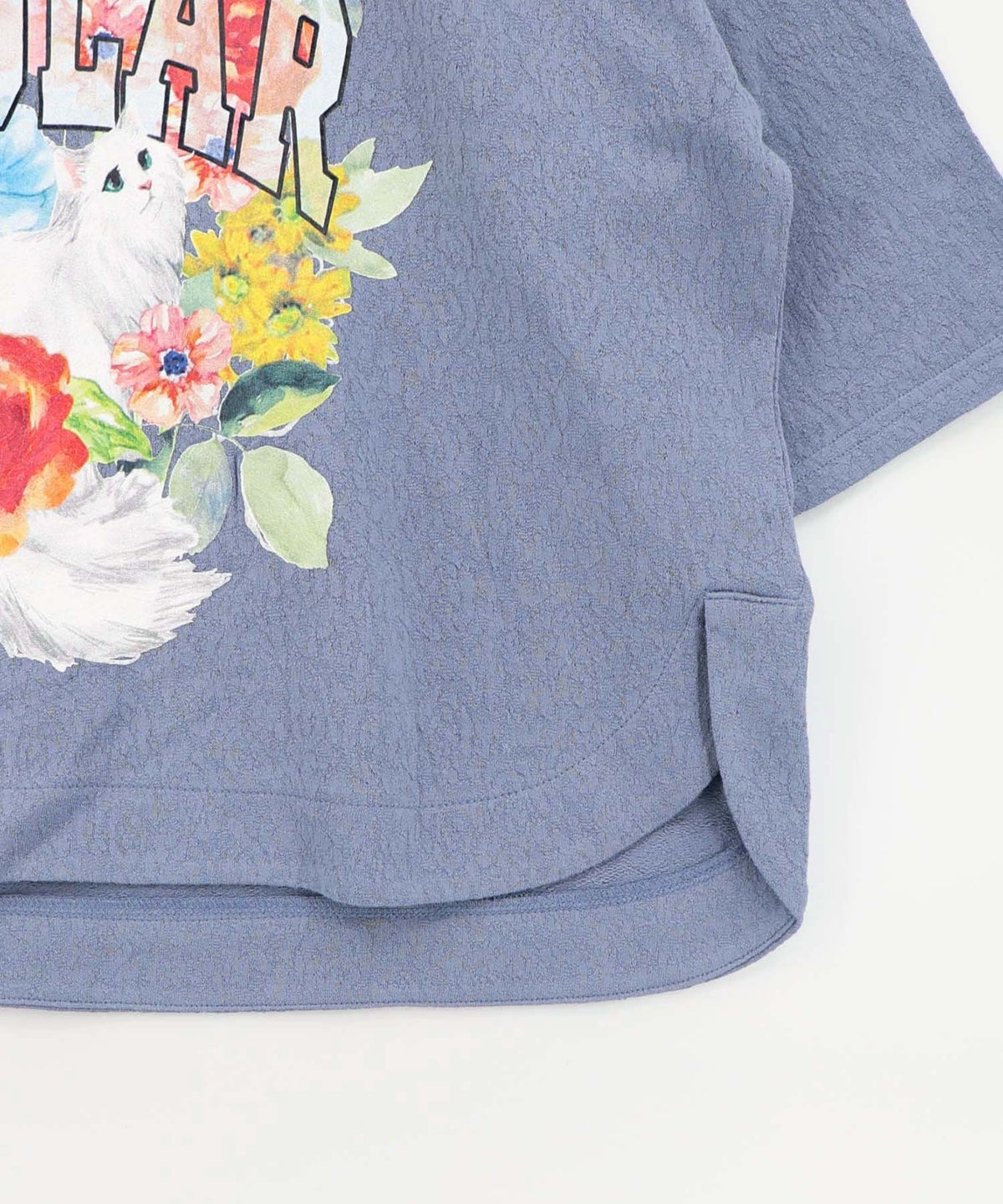 花ネコ発泡プリント ローズジャガードTシャツ-17