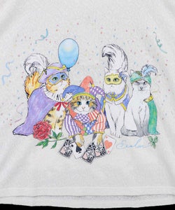 仮面舞踏会のネコ柄 ドルマンスリーブTシャツ-9