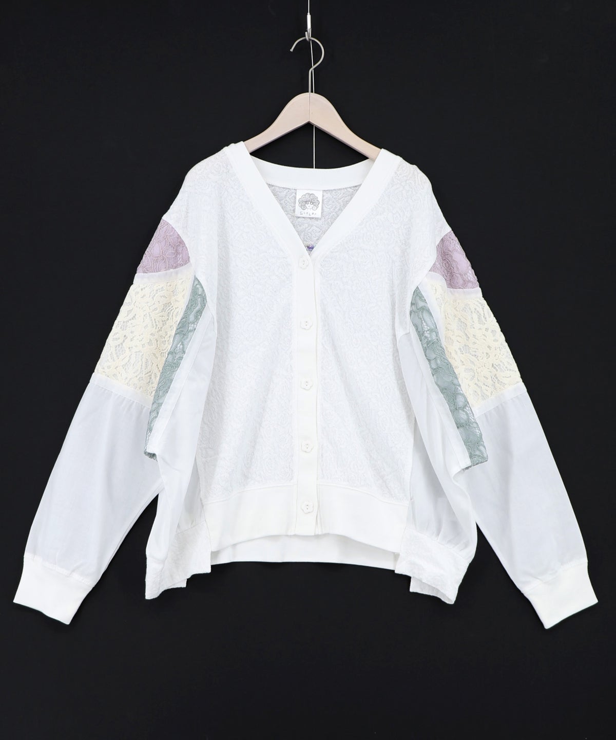 配色花レース×ローズジャガードカーディガン-10