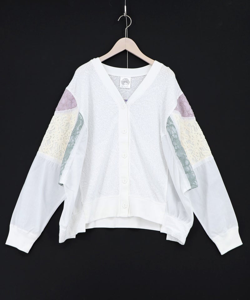 配色花レース×ローズジャガードカーディガン-10