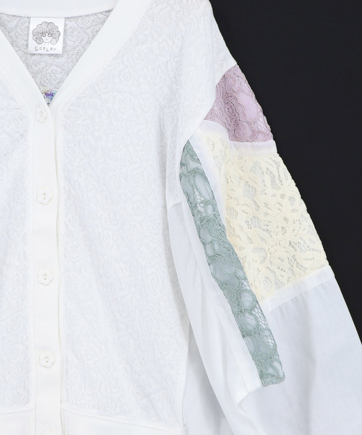 配色花レース×ローズジャガードカーディガン-16