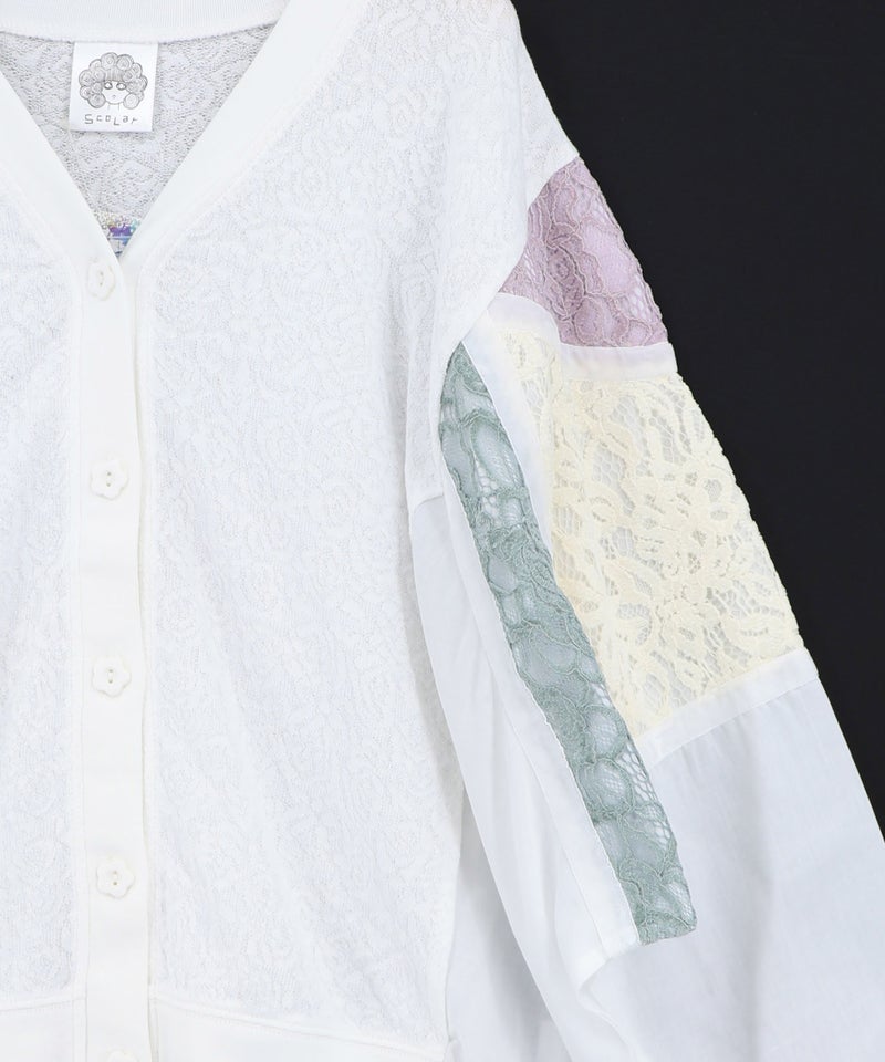 配色花レース×ローズジャガードカーディガン-16