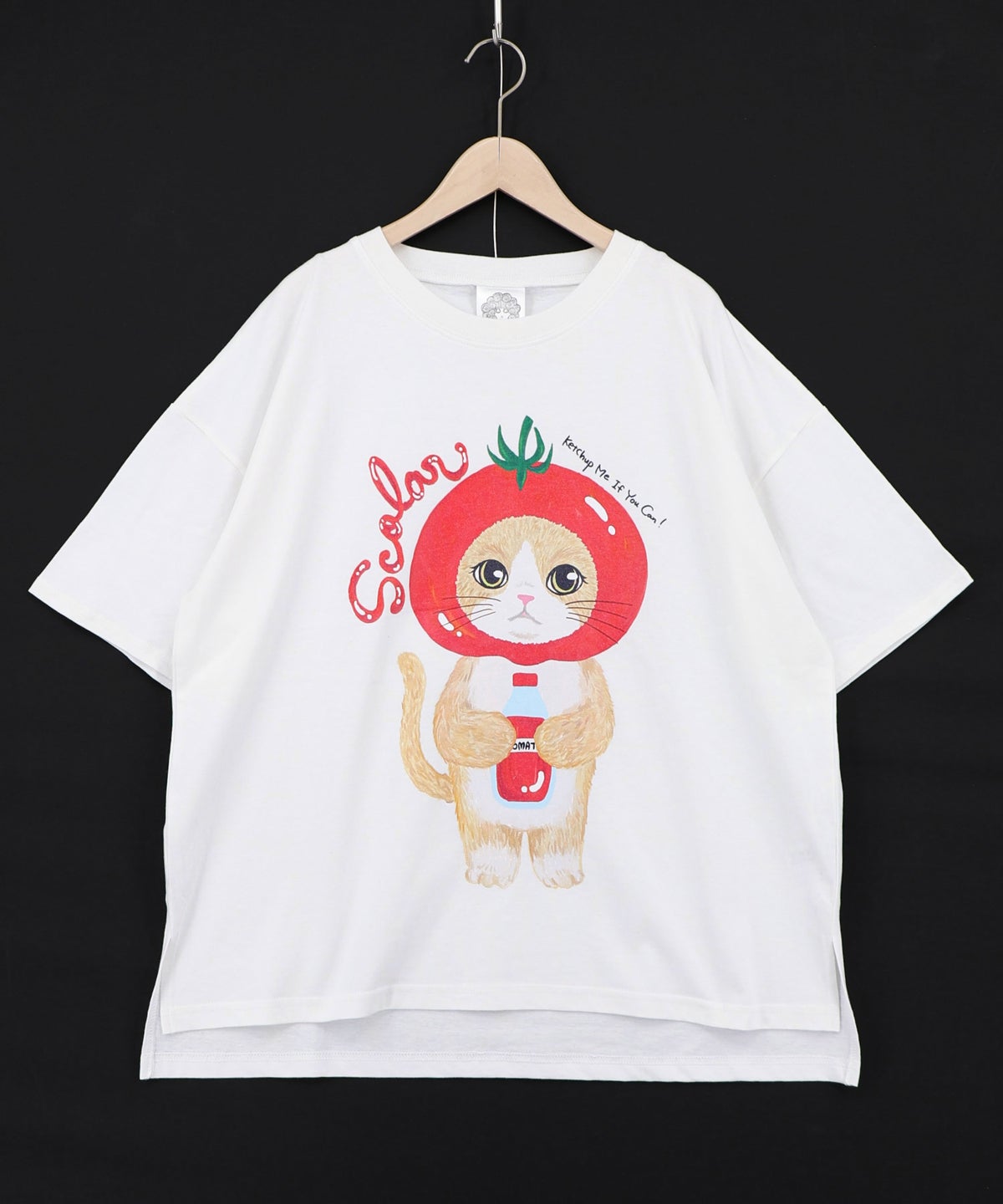 トマトにゃんこ柄プリントTシャツ-9