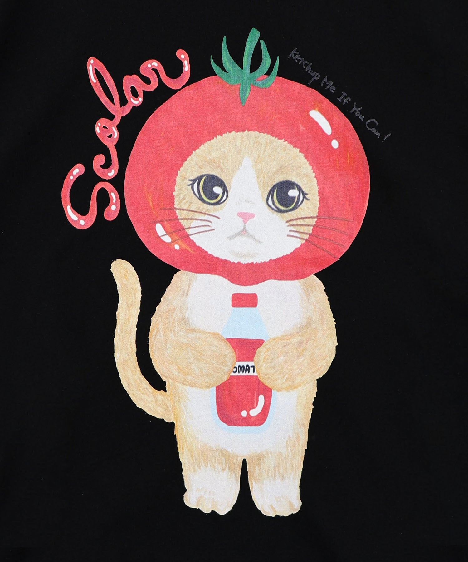 162632：トマトにゃんこ柄プリントTシャツの通販-ScoLar