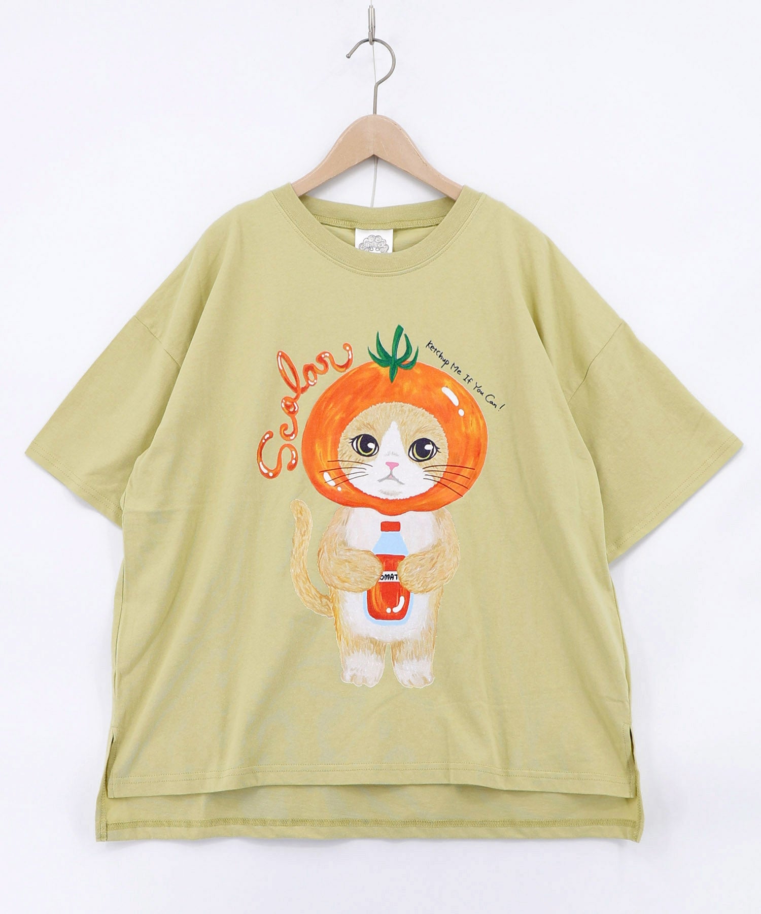 162632：トマトにゃんこ柄プリントTシャツの通販-ScoLar