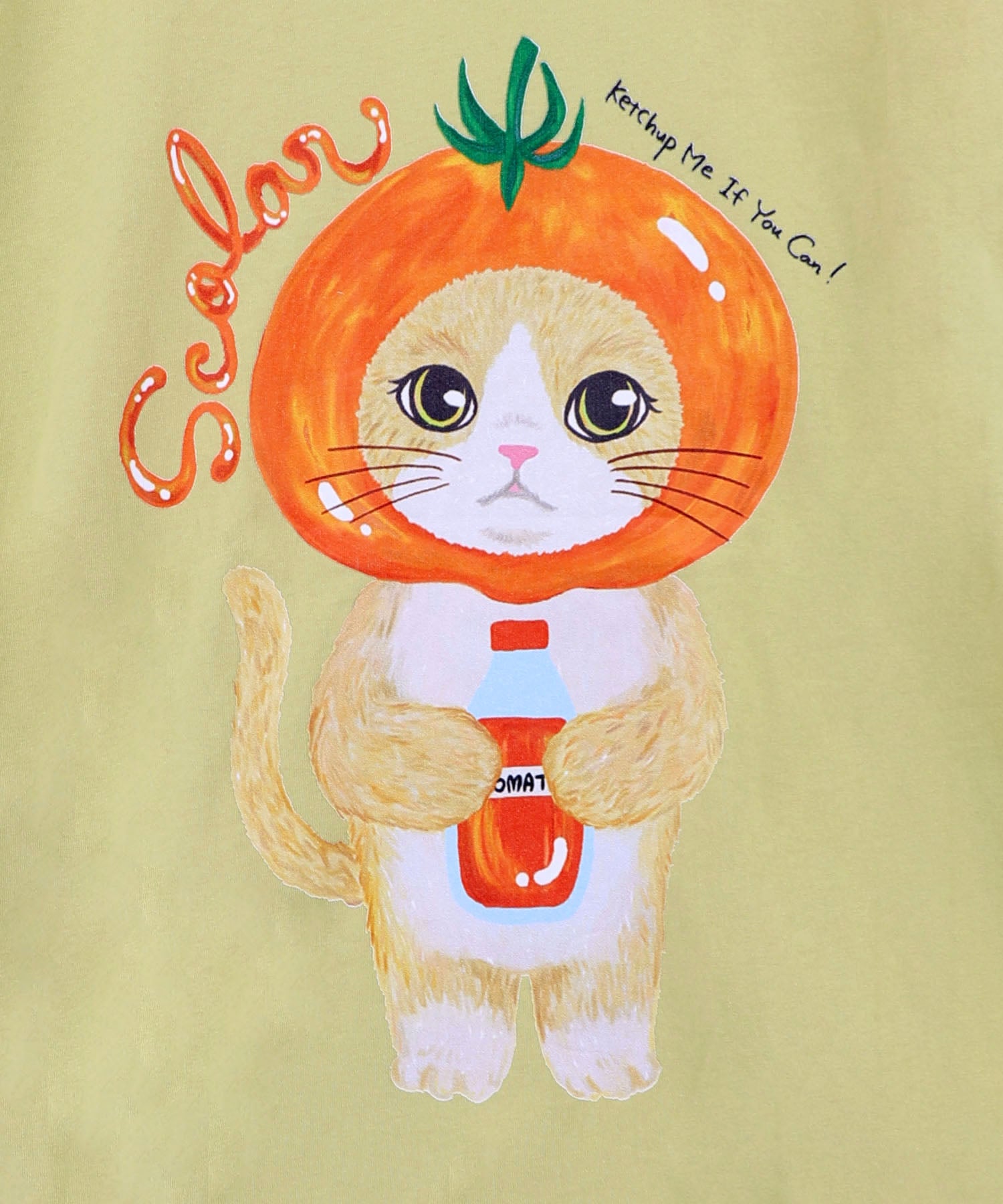 162632：トマトにゃんこ柄プリントTシャツの通販-ScoLar