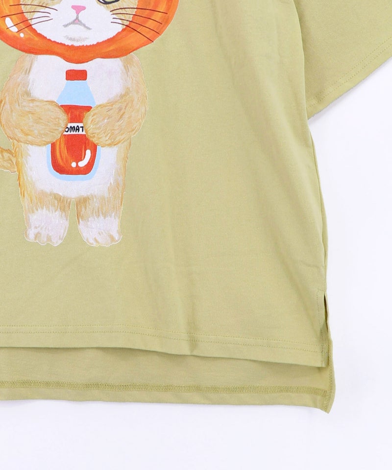 トマトにゃんこ柄プリントTシャツ-17