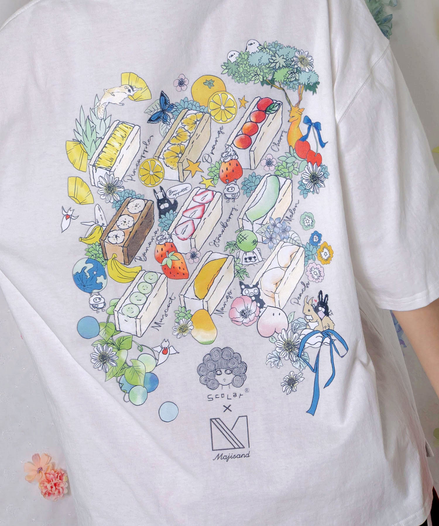 162631：Majisand×ScoLar カラフルフルーツサンドTシャツの通販-ScoLar