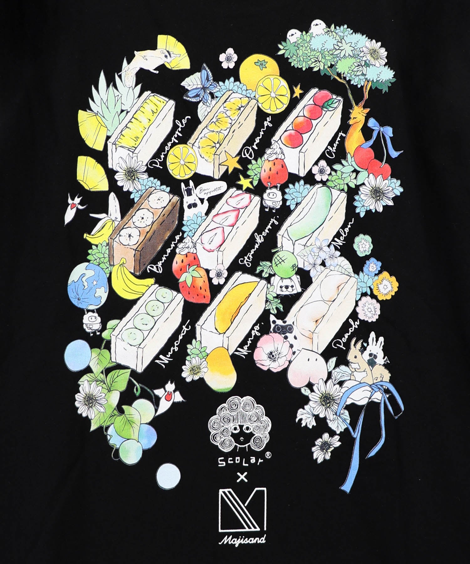 162631：Majisand×ScoLar カラフルフルーツサンドTシャツの通販-ScoLar