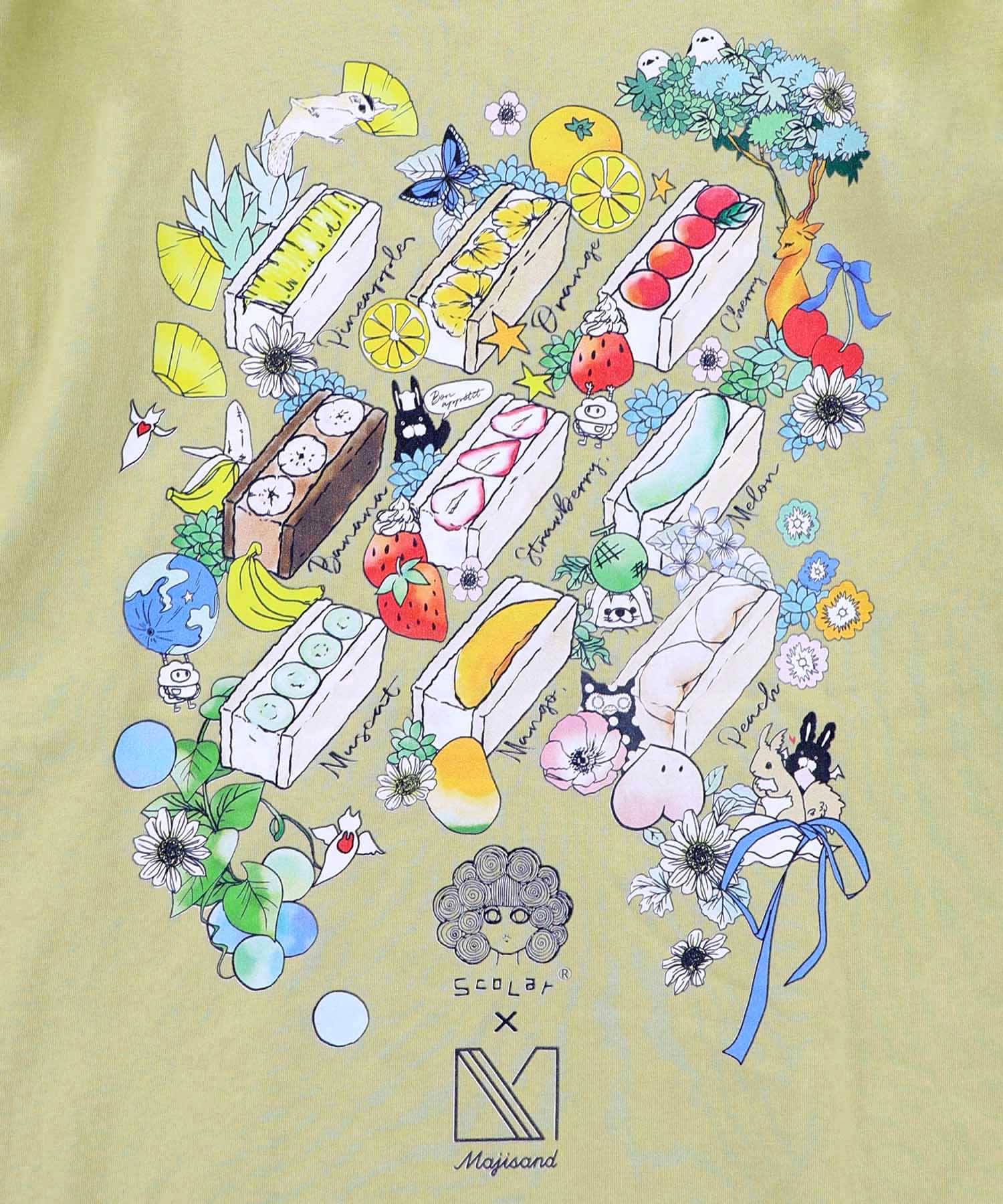 162631：Majisand×ScoLar カラフルフルーツサンドTシャツの通販-ScoLar