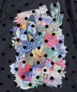 ドットチュール重ねアート柄Tシャツ-11