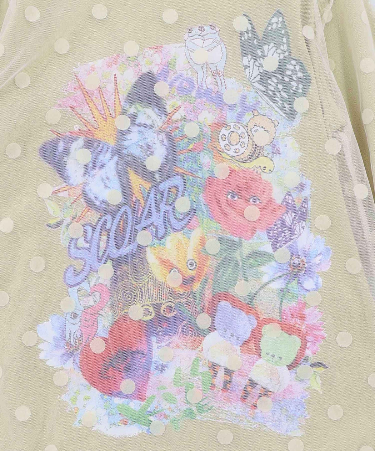ドットチュール重ねアート柄Tシャツ-13