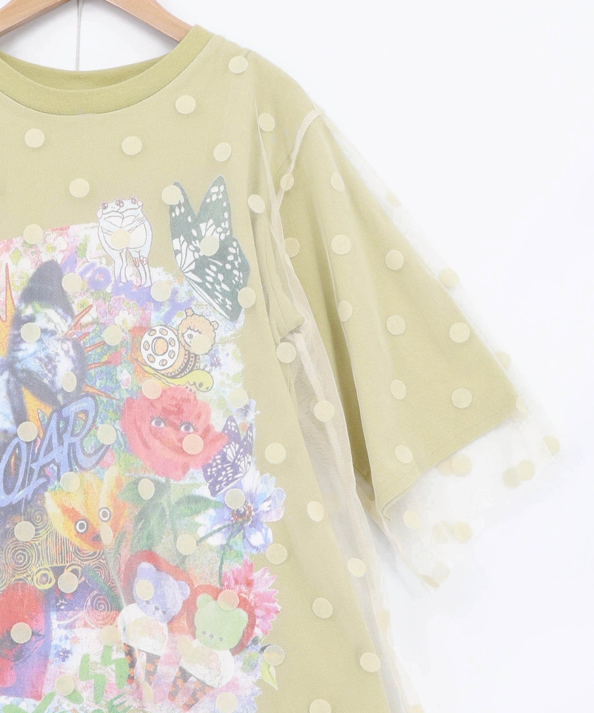ドットチュール重ねアート柄Tシャツ-15