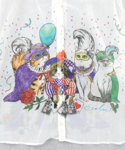 仮面舞踏会のネコ柄 ボイルガーゼシャツ-10