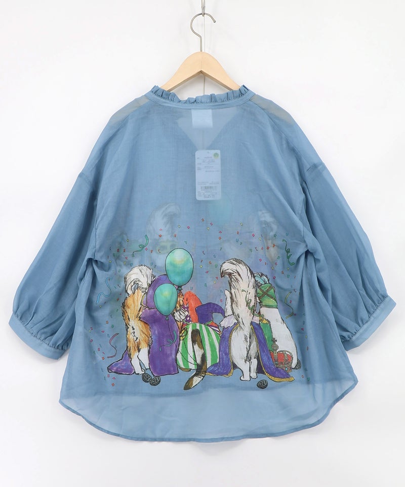 仮面舞踏会のネコ柄 ボイルガーゼシャツ-12