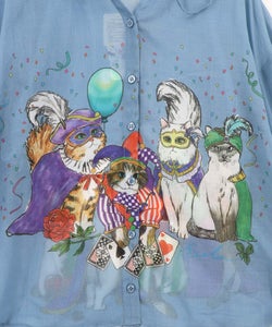 仮面舞踏会のネコ柄 ボイルガーゼシャツ-13