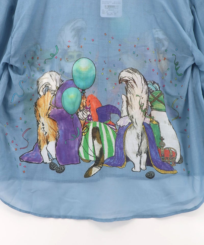 仮面舞踏会のネコ柄 ボイルガーゼシャツ-17