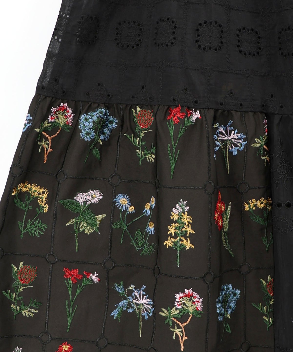 花刺繍×コットンレース×シアー 異素材キャミワンピース-12