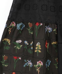 花刺繍×コットンレース×シアー 異素材キャミワンピース-12